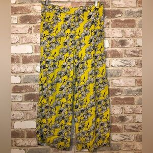 Free Style Revolution Yellow Floral Wide Leg Women's Pants Size Large